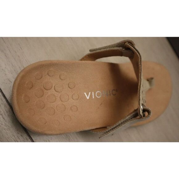 Vionic Women's Sz 7.5M Bone Leather Snake Print Leather T-Strap Sandal $100 - Picture 10 of 10